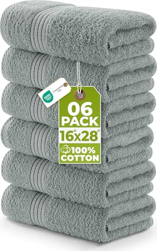 Utopia Towels - Premium Hand Towels - 100% Combed Ring Spun Cotton, Ultra Soft and Highly Absorbent, Exrta Large Thick 41 x 71 cm, Hotel & Spa Quality Hand Towels (6-Pack) (Cool Grey)