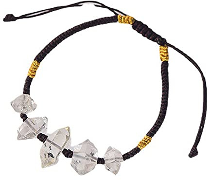 Lllunimon Herkimer Diamant Einstellbares Armband Klares Kristall -Geflochtenes Armband Für Männer Mann Amulettarmband,Braun