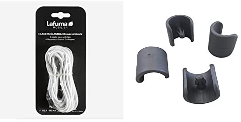 Lafuma Gummischnur-Set mit Endkappen für RSX/RSXA, 4 Schnüre, weiß & 4 Fußschoner für Relax-Liegestühle, 20 mm Durchmesser, Anthrazit, LFM2843-1229