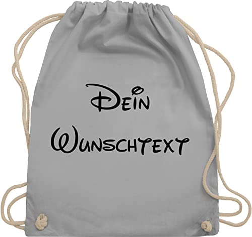 Turnbeutel Rucksack - Aufdruck selbst gestalten - Wunschtext I Geschenk mit eigenem Text personalisiert - Unisize - Hellgrau - wechselkleidung beutel kita junge stoffbeutel name personalisierte