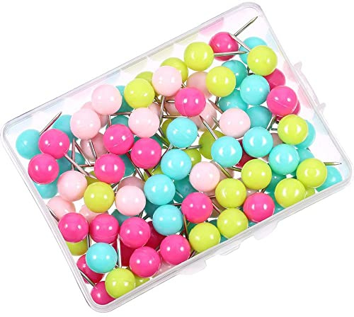 LUMoony Reißnagel Pins 100Pcs Rundkopfnadeln Landkarte Pinnadeln Pushpins Kartennadel Map Push Pin 9.5 * 20mm Stecknadeln für Weltkarte,Cork Board,Stoffmarkierung DIY Werkzeug