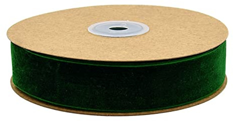 Yurosiay 10m/Rolle Samtband Einseitiges Keine Elastizität Dekoband Vintage Schleifenband Geschenkband Zierband Stoffband für Nähen DIY Deko Geschenkpaket 25mm Grün