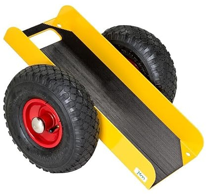 Plattenroller mit Gummimatte 490 x 380 x 260, Traglast: 200 kg - gelb, Luftreifen