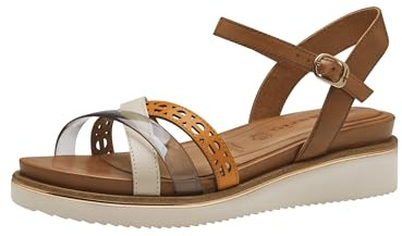 Tamaris Damen Plateau Sandalen Leder Sommer; COGNAC COMBINED/braun; 38 EU