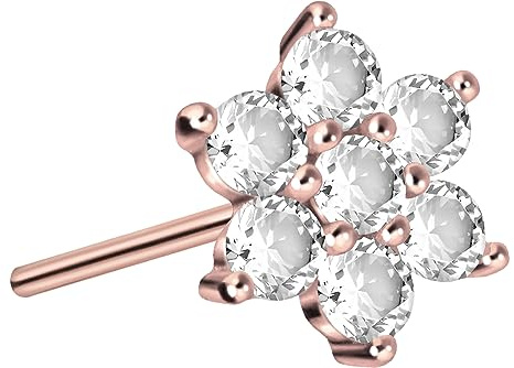 PIERCINGLINE Titan Aufsatz mit Push Pin KRISTALLBLUME OHNE Labret Stecker Piercing Ohr Helix Tragus Conch Farbauswahl