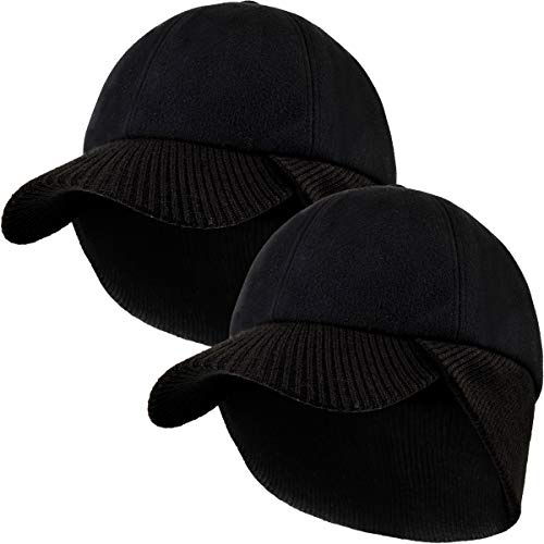 29 IYEBRAO 2 Stück Winter Baseball Cap mit Ohrenklappen Herren Damen Unisex Warme Wolle Kappe Full Cap Ohrenschutz Wollcap Outdoor Visor Sport Mütze Ski Baseballkappe