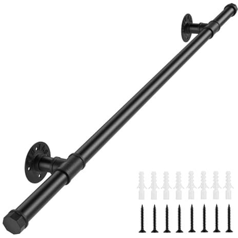 Corrimano per Scale Interne Esterne 1m Magtctyae Ringhiera per Scale in Ferro Battuto Sicurezza Nero Passamano per Scale Ferro Battuto Corrimano Scale per Bambini Anziani Disabili