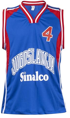 Champ Dejan Bodiroga 4 Jugoslawien Basketball Blaues Trikot ärmellos Sport Retro