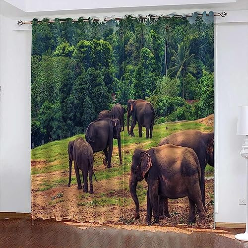 3D Gedruckt Gardine Vorhänge - Tierischer Elefant - Verdunklungsvorhang - Ösen Verdunklungsgardine Polyester Vorhänge Für Schlafzimmer 2 X 70 X 160 Cm - Kinder Vorhänge -5T2L6T2O7F7Y5I1Q1O2V2F0K8M0K5S
