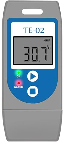 ThermElc TE‑02 Grey Temperature Data Logger, Auto PDF/CSV Reports, Reusable USB Recorder with Calibration Certificate, Multi‑Device Comparison, Pharmacy Fridge Thermometer