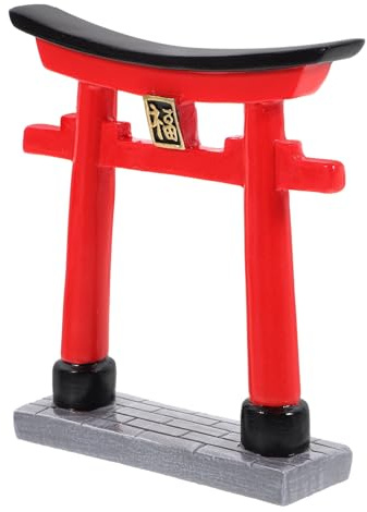 Toddmomy Japanese Shinto Torii Gate, 2pcs Red Miniature Aquarium Torii Ornament Zen Garden Accessories Fish Tank Bridge Landscape Decoration L