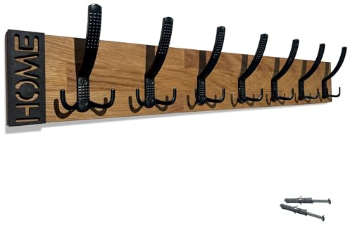 FLEXISTYLE Kleiderhaken Modern Oak wand Wandgarderobe Garderobe Holz Eiche design Lamellen paneele Schwarz modern natur 3 Dimensionen (Eiche, 80cm)
