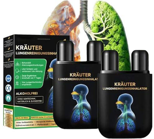 EasPowest Kräuter-Lungenreiniger-Inhalator, Lungenmucus Reinigungsinhalator, Furzero Lunge Reinigen, 2 Pcs, Schwarz