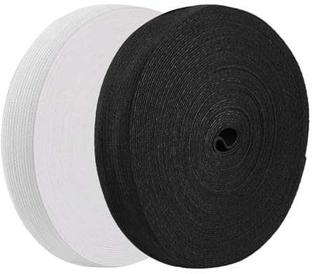 2 x gomas elásticas de costura de 25 mm de ancho, un total de 24 metros de ancho para coser, blanco y negro, banda elástica, bandas elásticas anchas para coser, banda de goma elástica para pantalones