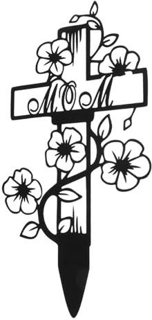 BESPORTBLE 1 Satz Kreuz Dekoration Gedenkgrabsteine Gedenkpfähle für den Garten Metall Grabkreuz Außendekoration für Grabmarkierungen für Kreuzhofpfähle Friedhofs-Gedenkpfahl Eisen