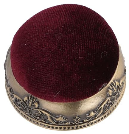 Akozon Vintage Pin -Kissen mit Metallbasis - Halbkugelform Retro -Nadelkissen Zum Nähen und Quilten, Enthält 50 Nadeln (Roter Typ Grüne Bronze Basis)