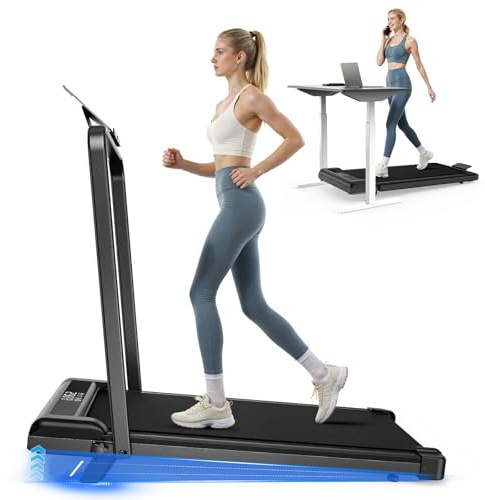 Tapis Roulant Elettrico Salvaspazio 8%, 3 IN 1 Walking Pad Pieghevole, 2.5CV Tapis Roulant Con Inclinazione, Display LED, Carico massimo di 130 kg (Nero intenso)