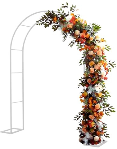 Arco de Jardín Resistente Soporte Pesado Enrejado de Acero para Trepadoras y Plantas Enredaderas Pérgolas Duraderas Base para Rosal y Parra Resistencia a la Intemperie y Viento(White,120W x 220H cm)