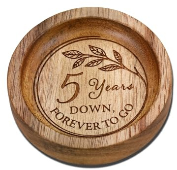 5th Anniversary Wooden Gift for Him Her Men Women - Wooden Ring Dish Tray for Couple Husband Wife Marriage - Romantic 5 Year Wood Anniversary Wedding Gifts for Him Her Birthday Valentines Day Decor