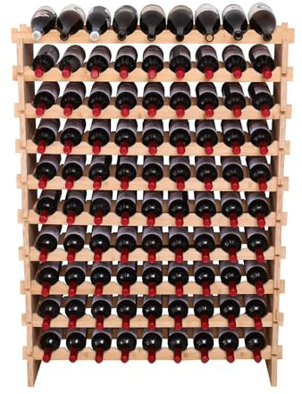 fcxagy Wine Rack Bamboo Wood Stackable Storage Freestanding Wooden Wine Rack Wine Cooler 72 Bottle and 90 Bottle (90 Bottle)