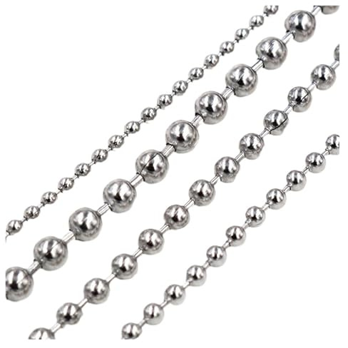 AMENGJ Catena a Palline Catene di Perline in Acciaio Inossidabile con Sfere da 5 Metri 1,5/2,0/2,4/3,0 mm for collane Fai Te e Accessori for la creazione Gioielli(1.5 mm)