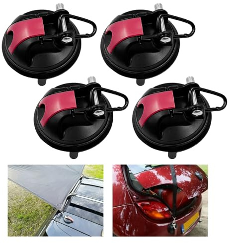 BORDEAG 4 Pezzi Ventose da Campeggio, 98.8 X 43.5mm Ganci a Ventosa per Campeggio, Ancoraggio a Ventosa, Gancio di Fissaggio a Ventosa per Campeggio, Campeggio, Camper, Piastrelle, Auto, Vetro