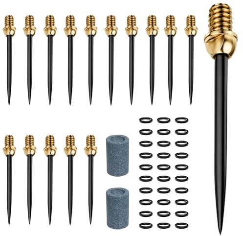 15PCS Stahl Dartspitzen, Metall Dartpfeile Spitzen für Darts,Dart Tip Konverter Umwandlungspunkte mit 30 O-Ringen Dichtungen et 2 Dartspitzer,Dart Umwandlung Spitzen für Dartpfeile Umrüsten Softdart