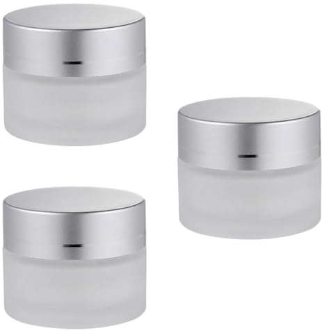 Tofficu Lot de 3 Pots Cosmétiques en Verre Dépoli 5g, Pots à Crème Rechargeables Couvercles Étanches, Mini Contenants Pratiques pour Échantillons et Voyage, Rangement Maquillage Extérieur