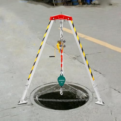 Heavy Duty Aluminum Tripod Rescue Kit – Fall Protection for Tight Spaces, 1200/1800/2500 lb Capacity, Safety Harness & Fire Safety Fall Arrest System
