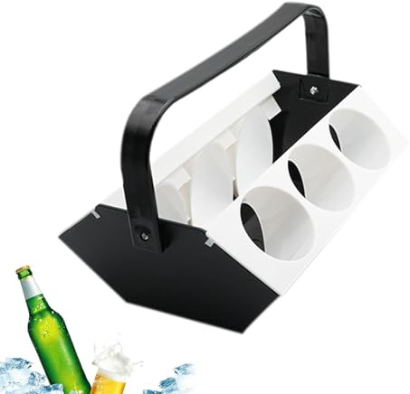 6 Fack Flaskhållare - Dryckeshållare Med Isfack | ABS Bärbar Transport Organizer | Kylbricka med handtag | Picknick Camping Grilltillbehör