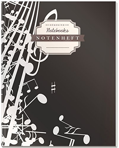 DÉKOKIND Notenheft | DIN A4, 64 Seiten, 12 Notensysteme pro Seite, Inhaltsverzeichnis, Vintage Softcover | Dickes Notenbuch | Motiv: Minimalistisch