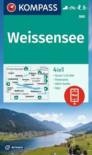KOMPASS Wanderkarte 060 Weissensee 1:25.000: 4in1 Wanderkarte mit Aktiv Guide und Panorama inklusive Karte zur offline Verwendung in der KOMPASS-App. Fahrradfahren. Skitouren. Langlaufen.