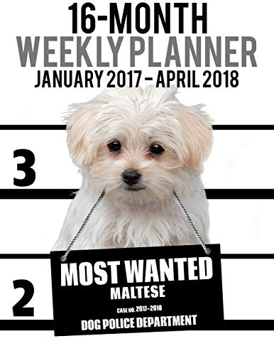 2017-2018 Weekly Planner - Most Wanted Maltese: Daily Diary Monthly Yearly Calendar (Dog Planners, Band 7)