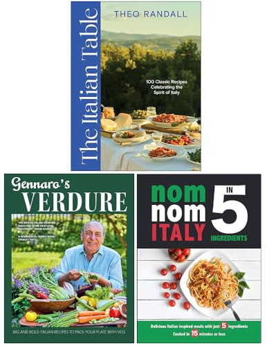 The Italian Table, Gennaro’s Verdure & Nom Nom Italy In 5 Ingredients 3 Books Collection Set