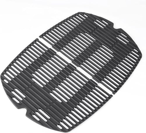 GFTIME 7646 Cast Iron Cooking Grid Grate for Weber Q300 Q320 Q3000 Q3200 Series Gas Grills, Replacement Spare Parts for Weber 7646 7584, (63.5 x 45.2cm in Total), 2 Pack