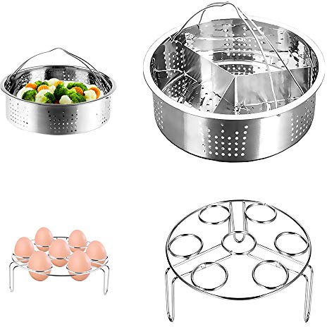 CestMall 3Pezzi Set di cestelli a Vapore per pentole istantanee, in Acciaio Inox 304, Set di Accessori per pentole a Pressione Set di Tre Separatori in Acciaio Inox per Cottura a Vapore