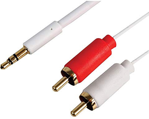 PRO SIGNAL PSG3163‑7.5M – Slim 3.5 mm Stereo Plug to 2× Phono (RCA) Plug Lead, 7.5 m, White