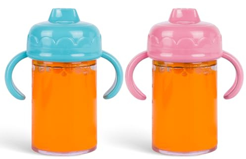 Aolso Magische Flasche,2 Stück New Born Baby Puppe Zubehör,Baby Puppe Milchfläschchen, Simulierte Fütterung - Flüssigkeit verschwindet beim Kippen für Babypuppen (rosa+blau)