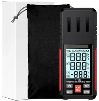 Misuratore di temperatura e umidità digitale Igrometro digitale di precisione con misuratore di umidità del punto ambiente,Test rapidi