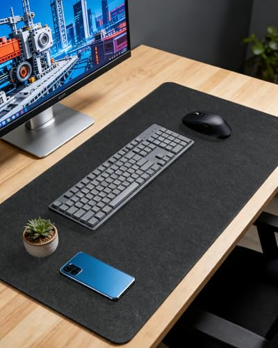 Felt Desk Pad (80 x 40 cm), Non-Slip Desk Mat for Home Office & Gaming