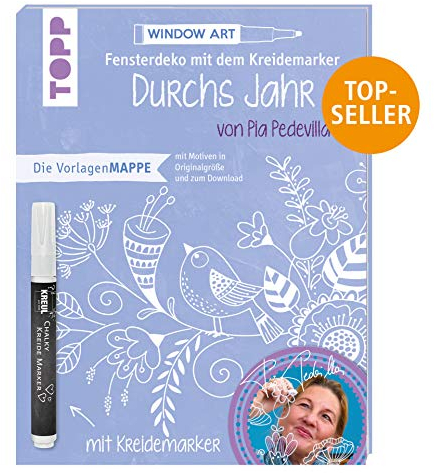 Vorlagenmappe Fensterdeko mit dem Kreidemarker - Durchs Jahr mit Pia Pedevilla. Inkl. Original Kreidemarker von Kreul: 7 Vorlagenbögen mit Motiven in ... Motive als Download (Vorlagenmappen)
