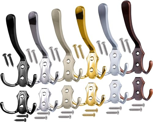 Stahlia Garderobenhaken CHROM-MATT (10 Stück) Haken zum Schrauben vintage Kleiderhaken Garderobe LANG Haken für Garderobe Metallhaken