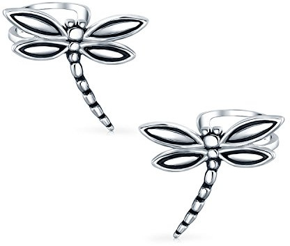 Fjäril trollslända brosk öron manschetter klämma wrap helix icke-genomborrade örhängen för kvinnor tonåring 925 sterling silver