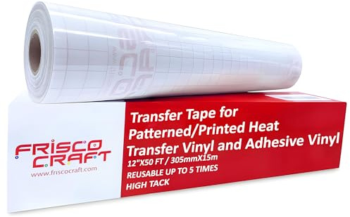Frisco Craft TransferKlebeband für Wärmeübertragung, Vinyl, 30,5 x 9 m, Transferpapier zum Aufbügeln, Transferpapier, transparentes Transferband für bedruckbare HTV, perfekte Ausrichtung von