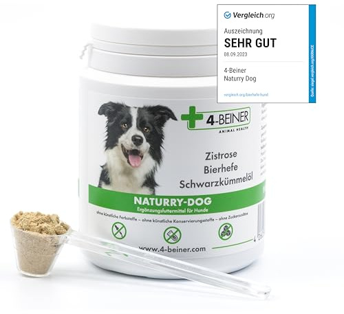 4-BEINER Naturry-Dog: Zur Unterstützung der natürlichen Abwehr | Enthält Zistrose, Bierhefe, Schwarzkümmelöl sowie Vitamine und Mineralstoffe als tägliche Ergänzung für Hunde