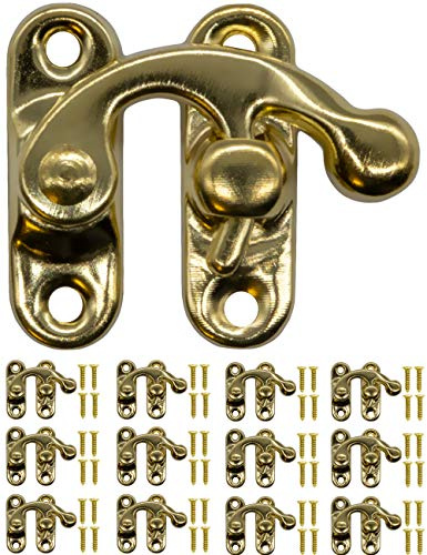 FUXXER 12x Antik Rastverschluss Metall Möbelverschluss Truhenverschluss Gold Set