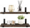Mkouo Floating Shelves Rustic Wall Mounted Shelf Wooden Shelves with Brackets for Living Room Bedroom Bathroom Kitchen Home Office, Set of 2