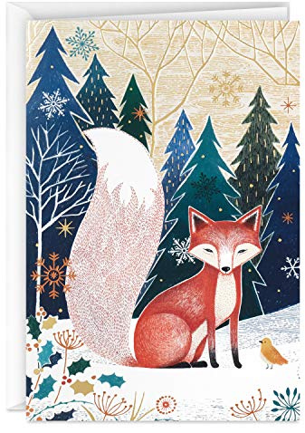 Hallmark UNICEF Tarjetas de Navidad en caja, diseño de zorro de arte popular (12 tarjetas y 13 sobres)
