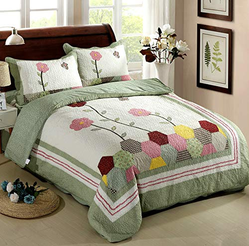 Dessus De Lit 2 Personnes Boutis Couvre Lit Matelassé De Luxe Coton Patchwork， Couverture,Patchwork17