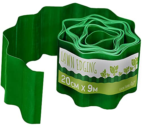Green Thumbz Lawn Edging Border - 20cm x 9m Roll Flexible Garden Edging for Easy Shaping and Adjusting to Organize your Outdoor Landscaping - Garden Borders Edging for Lawns, Flower Beds and Pathways